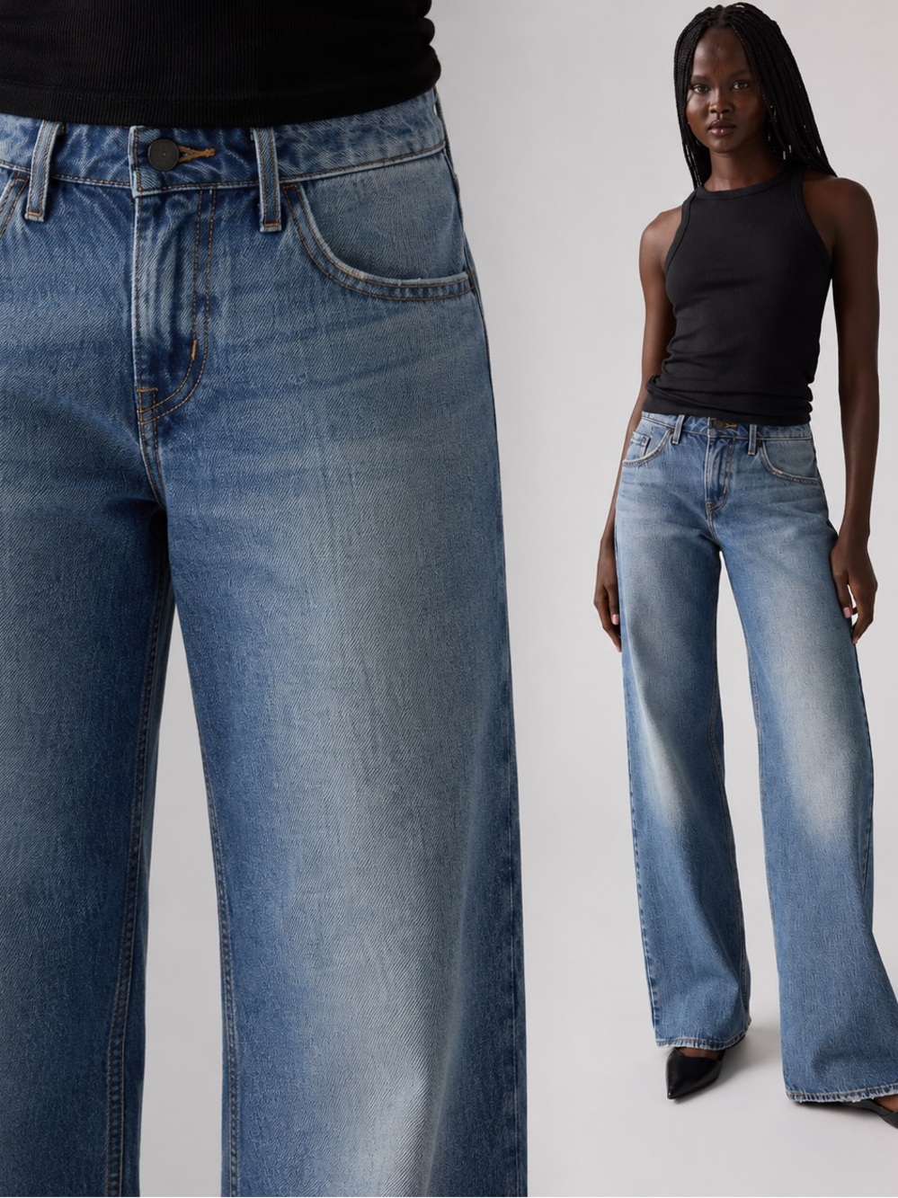 Levi's Low Loose Straight Leg Jeans 27x30 Medium Wash Rescued City NWT Y2K